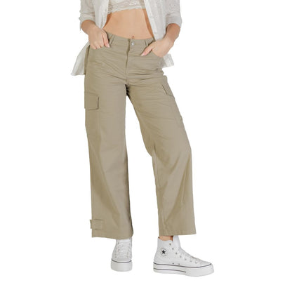 Beige Cotton Cargo Pants