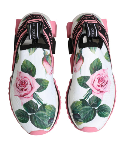 White Rose Print Sorrento Sneakers Shoes