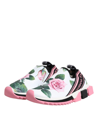 White Rose Print Sorrento Sneakers Shoes
