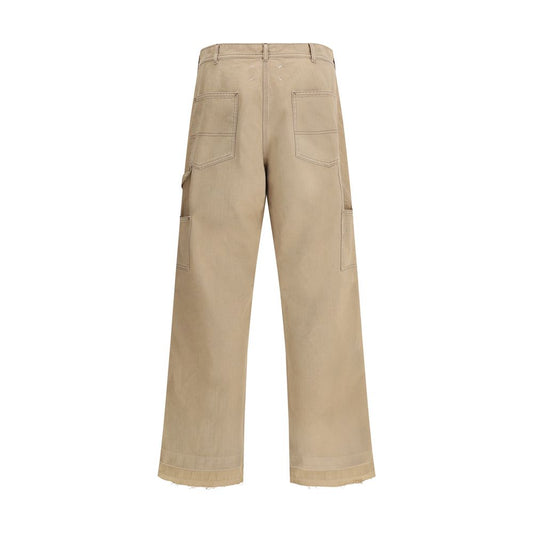 Beige Cotton Casual Pants