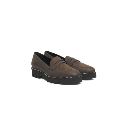 Brown Cowhide Women Loafer