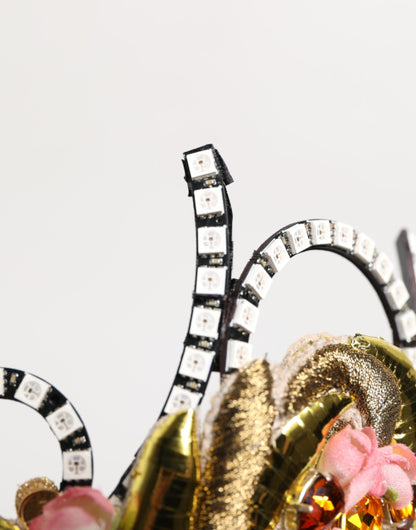 Gold Brass Crystal Embellished Headpiece Crown Diadem Tiara