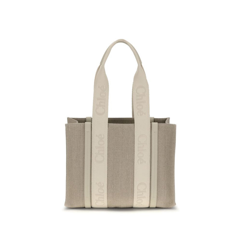 Beige Linen Shoulder Bag