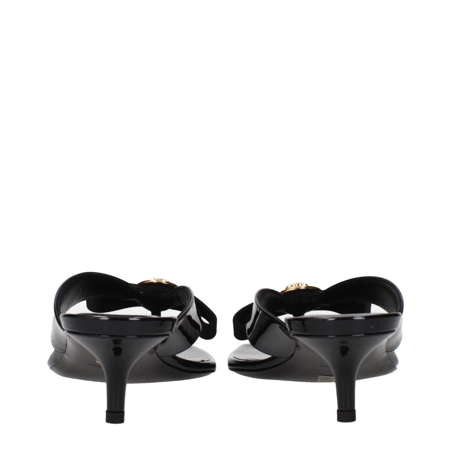 Black Leather Stiletto Heel Sandals