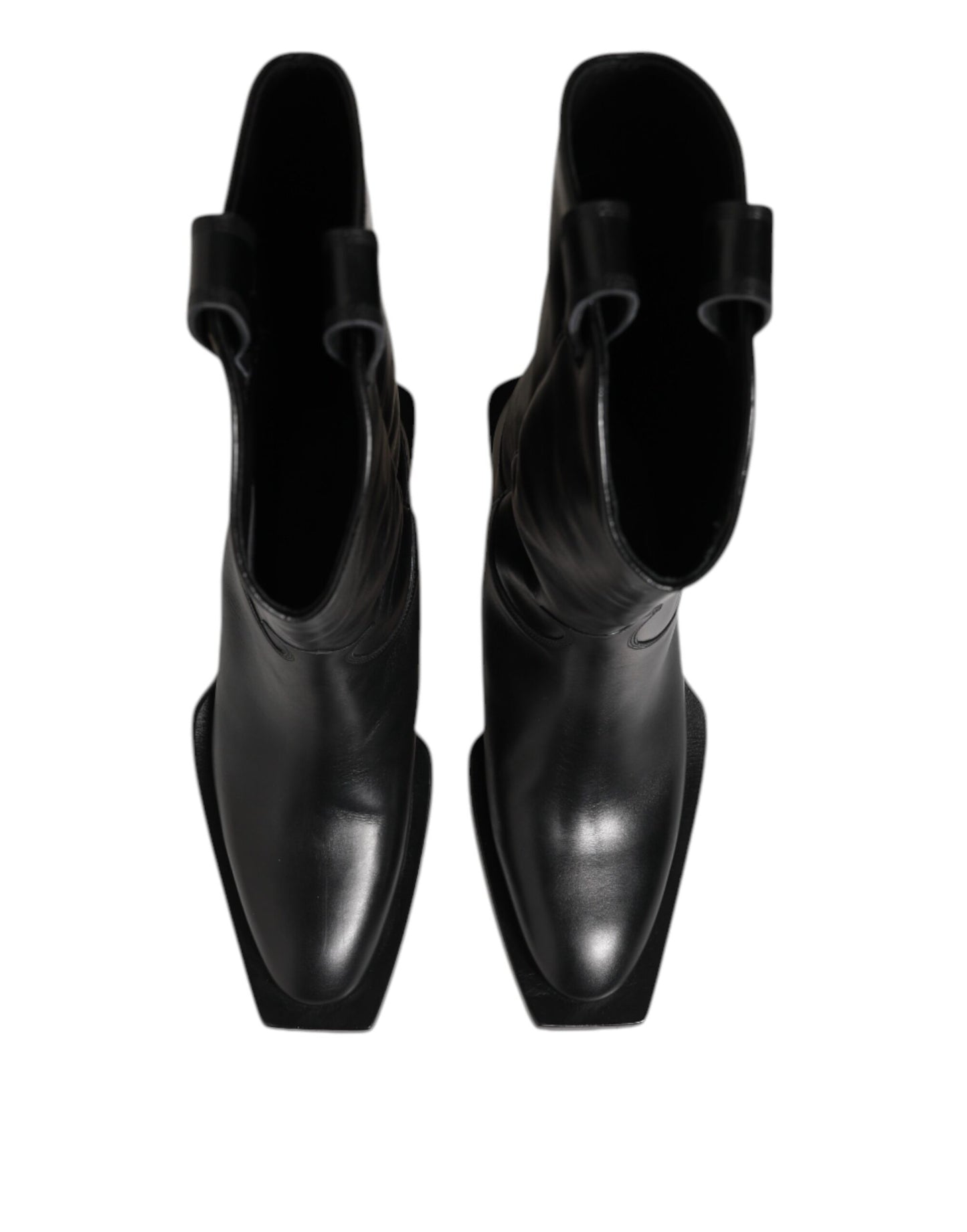 Black Leather Over The Calf Biker Boots Shoes