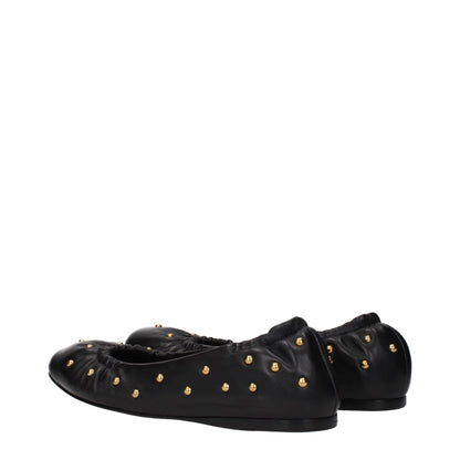 Black Leather Ballet Flats