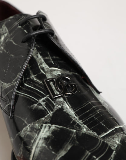 Marbled Pattern Dress Lace Up Derby Shoes