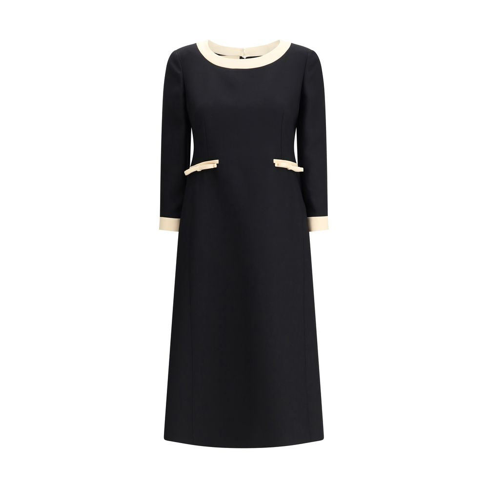 Black Fleece Wool Casual Dress