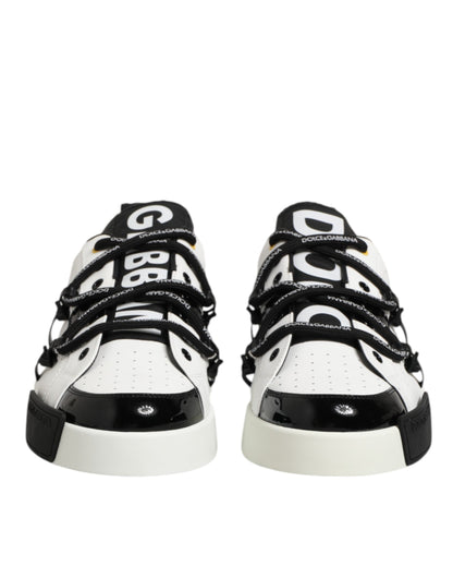 White Leather Logo Portofino Sneakers Shoes