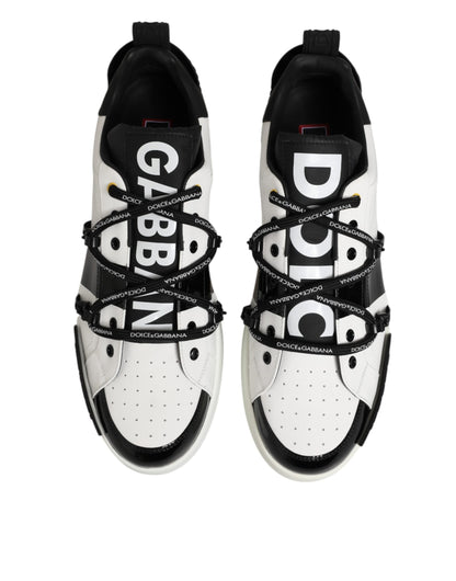 White Leather Logo Portofino Sneakers Shoes