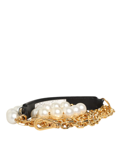 Black Leather Gold Chain Bag Accessory Shoulder Strap