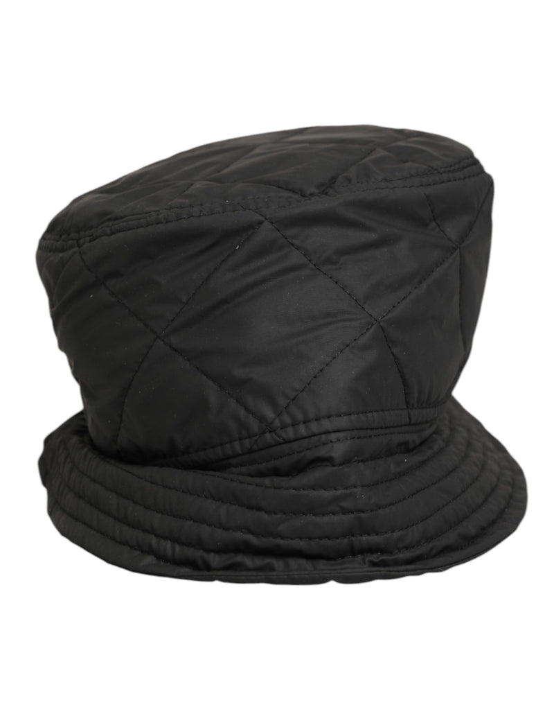 Black Nylon Quilted Bucket Men Capello Hat