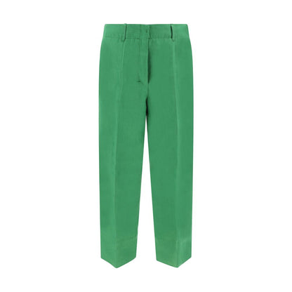 Green Linen Casual Pants