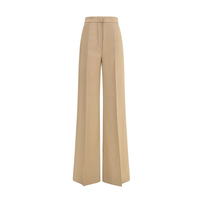 Beige Fleece Wool Casual Pants