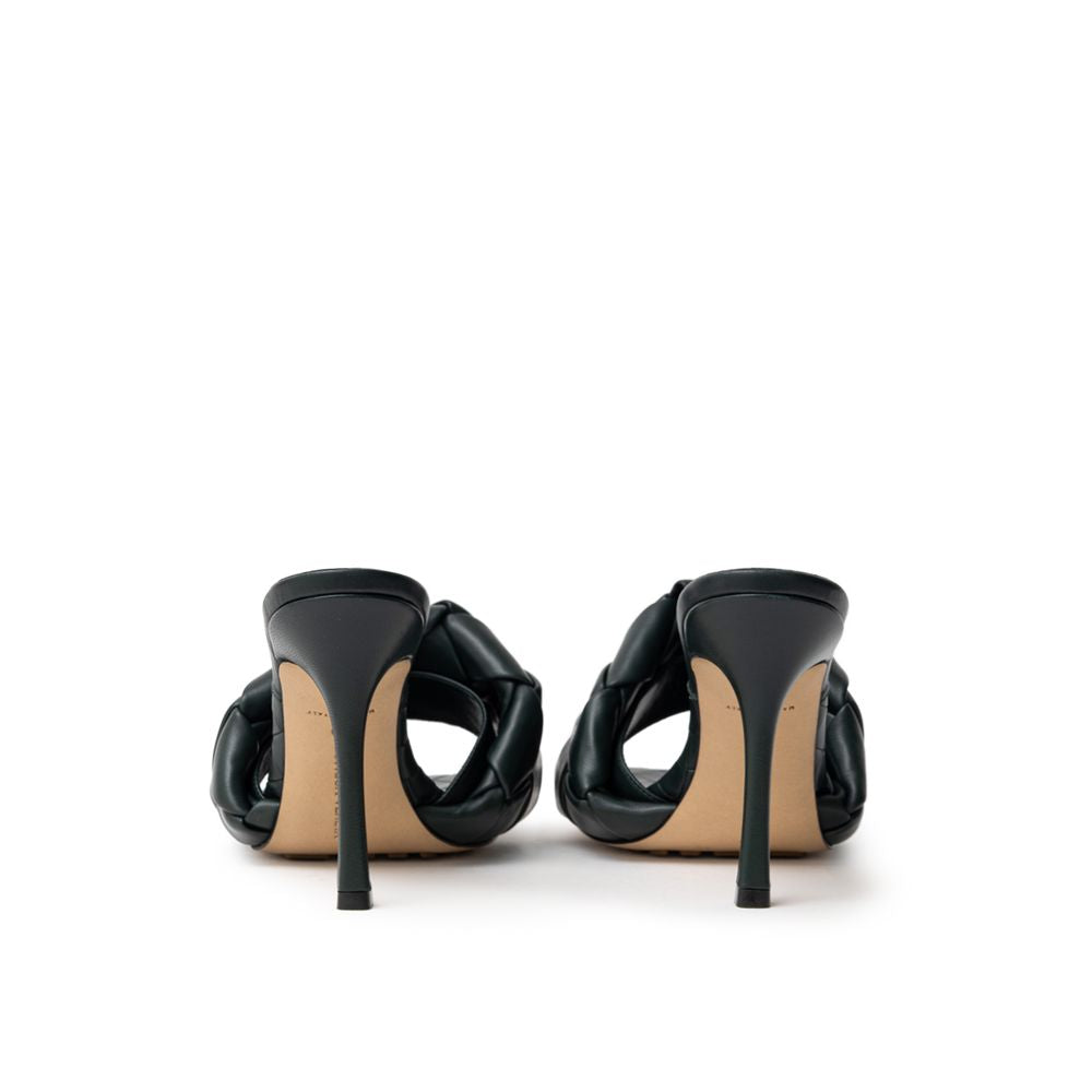 Green Leather Stiletto Heel Sandals