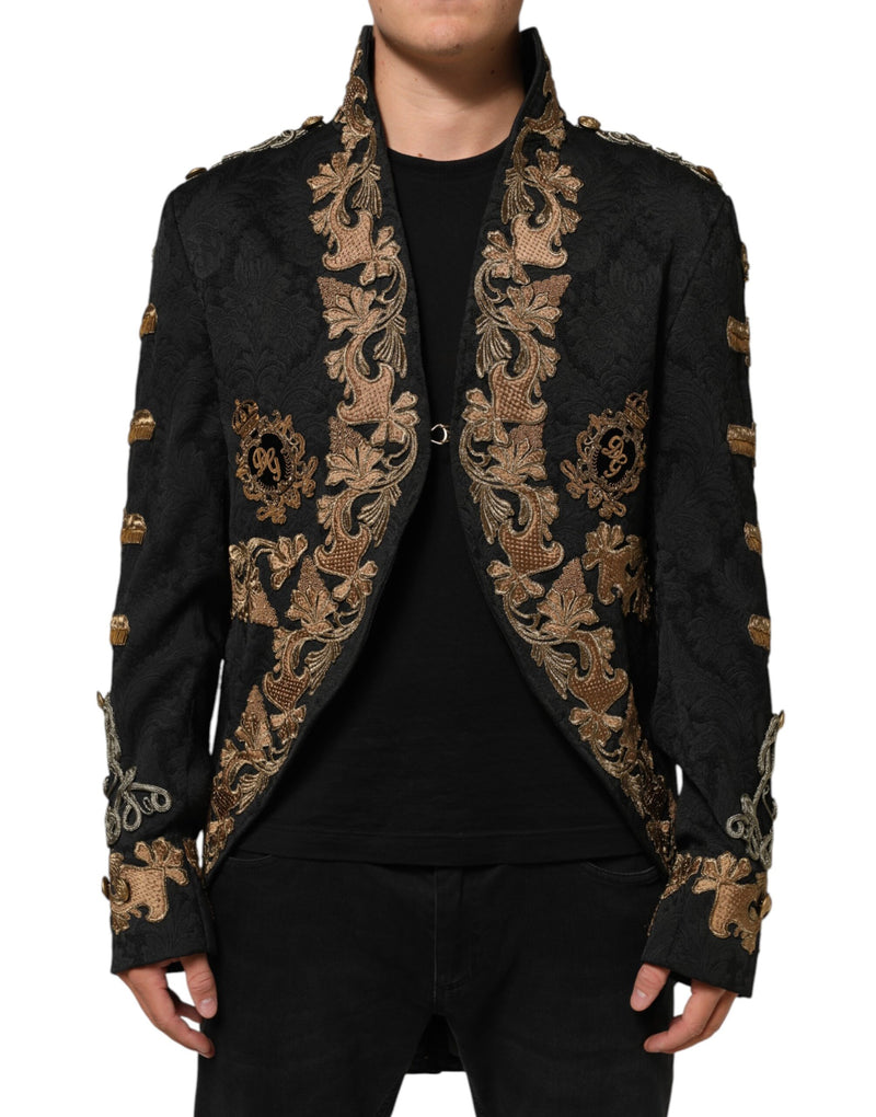 Black Brocade Embroidery Men Coat Jacket