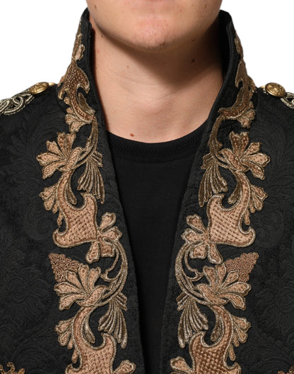 Black Brocade Embroidery Men Coat Jacket