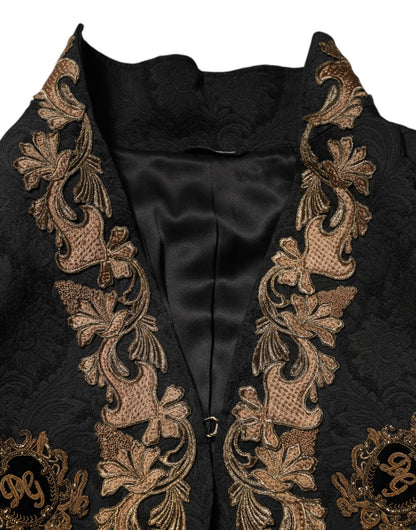 Black Brocade Embroidery Men Coat Jacket
