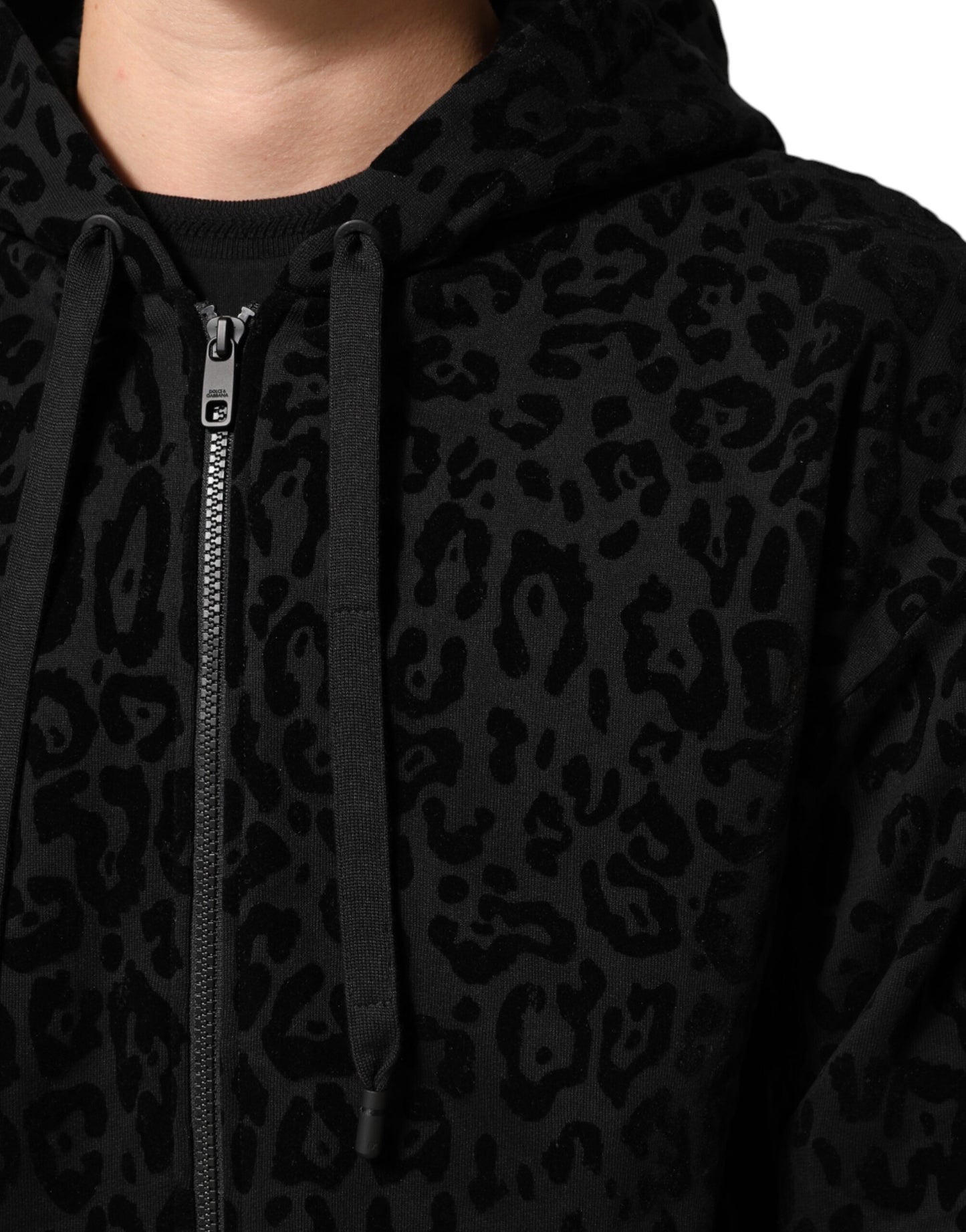 Black Cotton Hooded Full Zip Bomber Jacket