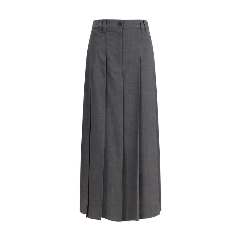 Gray Polyester Long Skirt