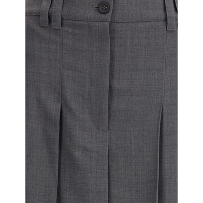Gray Polyester Long Skirt