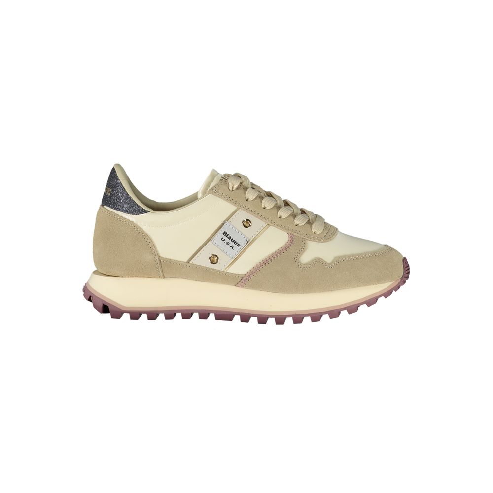Beige Leather Women Sneaker