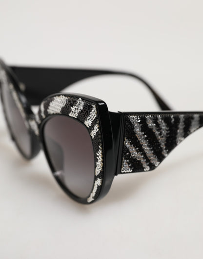 Black Silver Sequin Butterfly Polarized Sunglasses