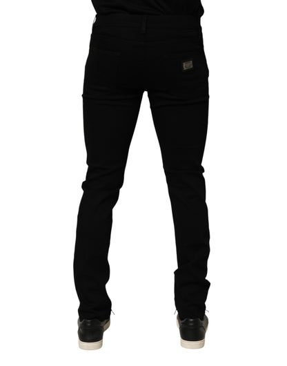 Black Cotton Stretch Slim Fit Men Denim Jeans