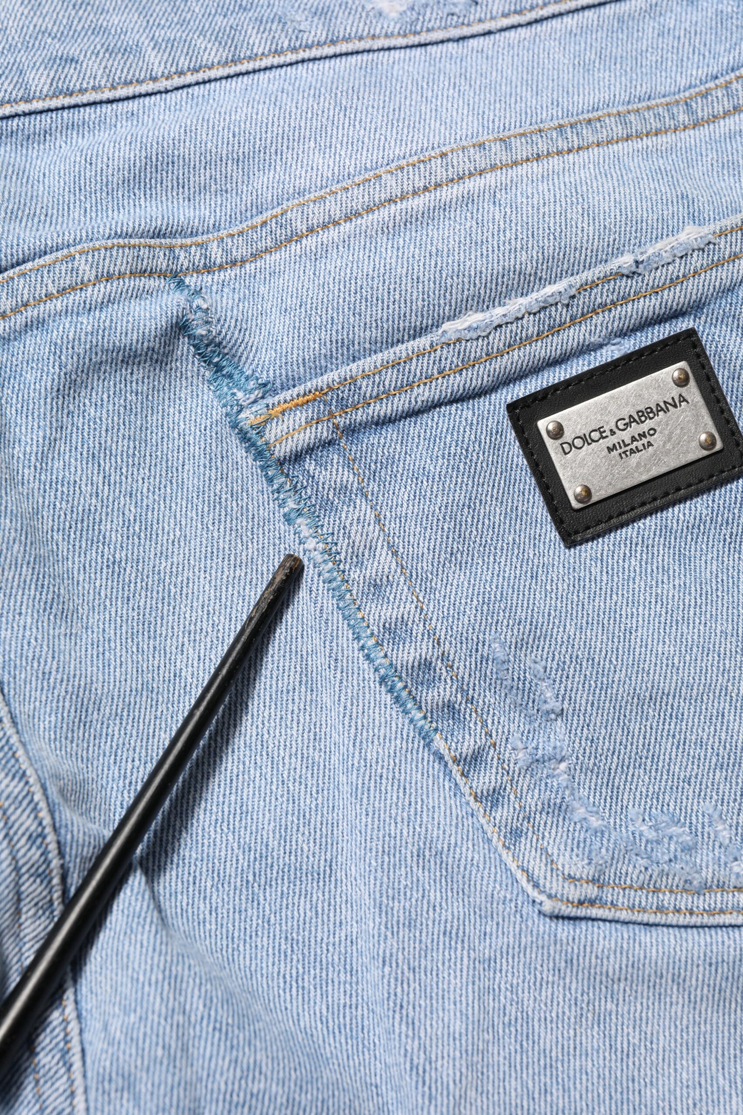 Blue Cotton Distressed Slim Fit Denim Jeans