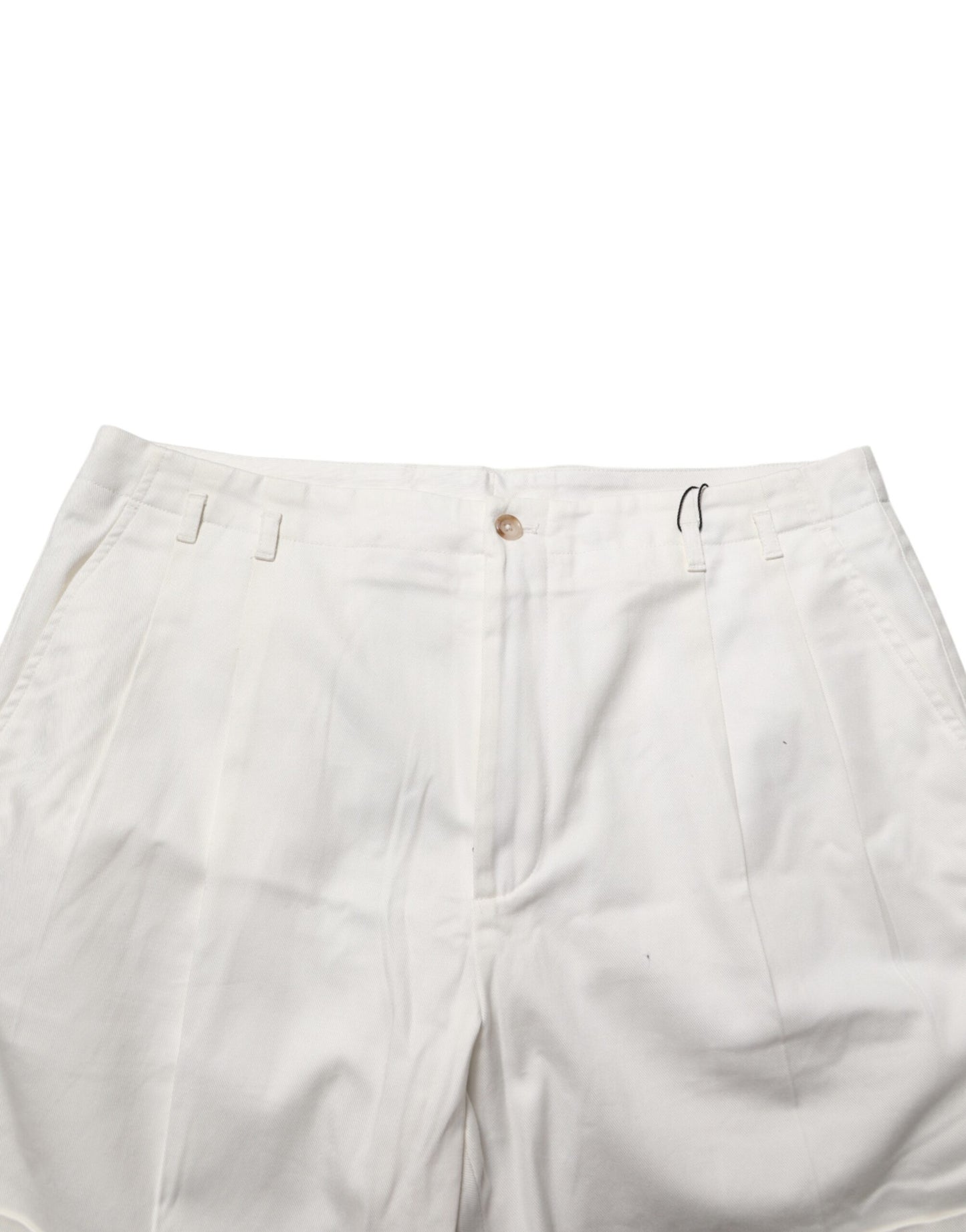 White Cotton Mid Waist Men Bermuda Shorts