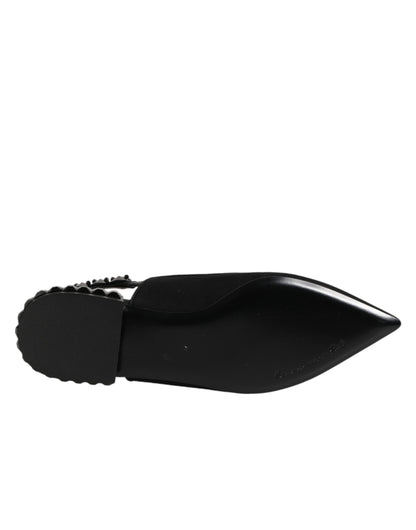 Black Crystal Charmeuse Slingback Shoes