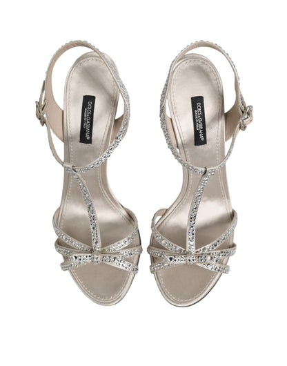 Silver Strass Ankle Strap Heels Sandals Shoes