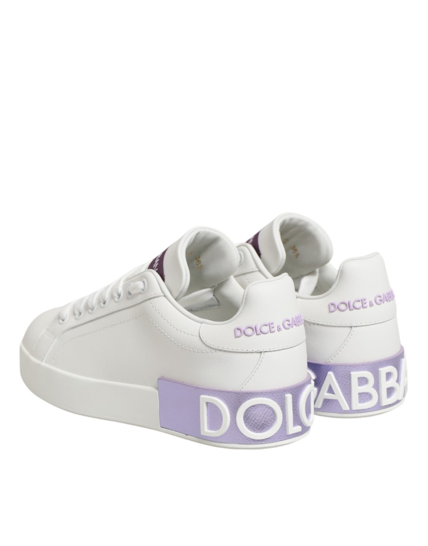 White Purple Leather Casual Sneakers Shoes