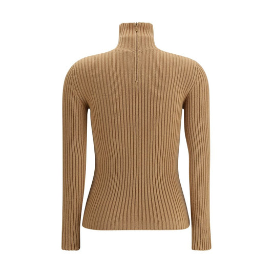 Beige Wool Long Sleeve T-Shirt