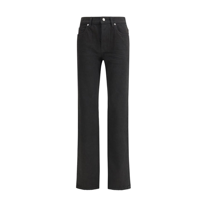 Black Cotton Straight-Leg Jeans