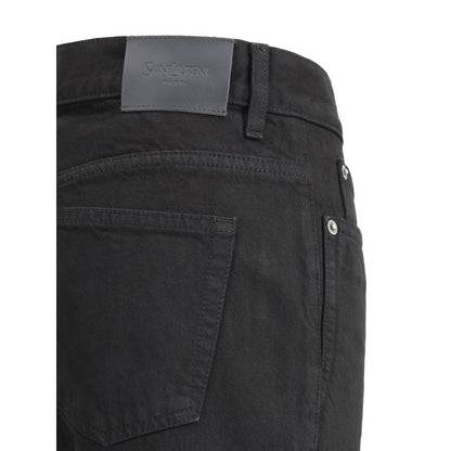 Black Cotton Straight-Leg Jeans