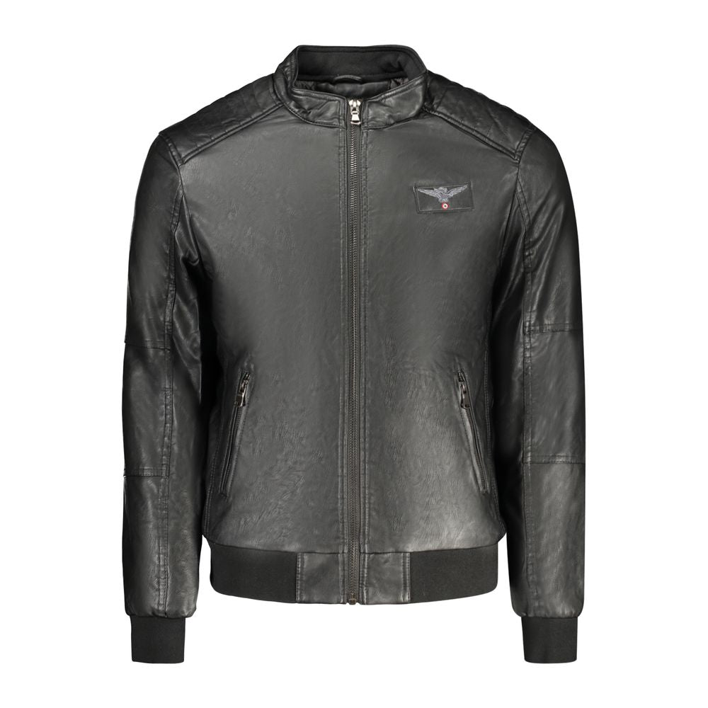 Black Polyester Men Jacket