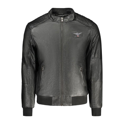 Black Polyester Men Jacket