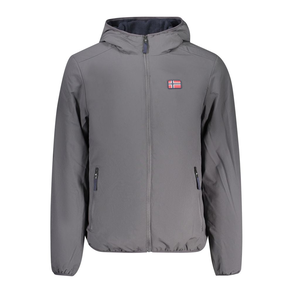 Gray Polyester Men Jacket