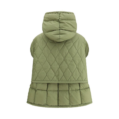 Green Nylon Sleveless Jacket