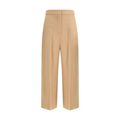 Beige Fleece Wool Casual Pants