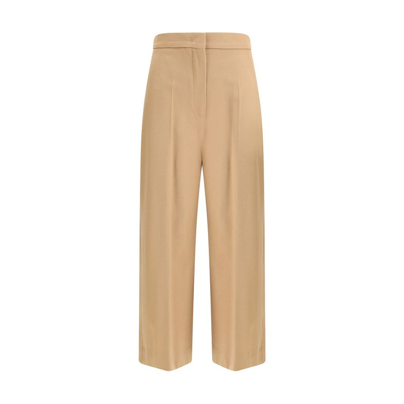 Beige Fleece Wool Casual Pants
