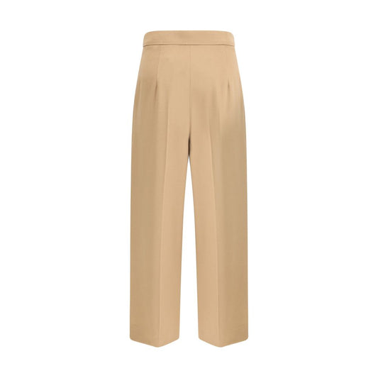 Beige Fleece Wool Casual Pants