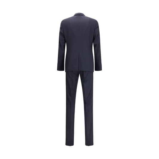 Blue Fleece Wool Two-Piece Suit