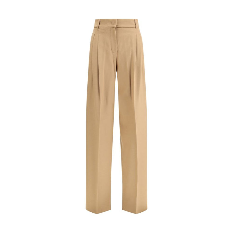 Beige Fleece Wool Casual Pants