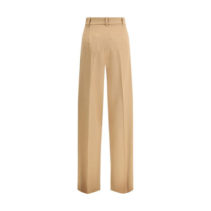 Beige Fleece Wool Casual Pants