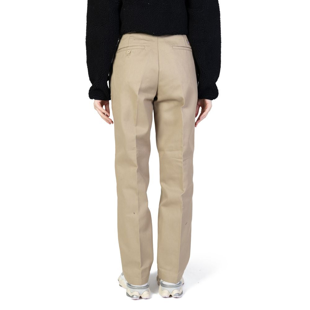 Beige Cotton Casual Pants