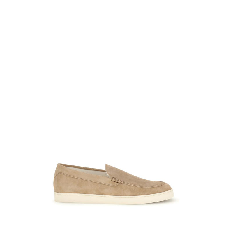 Beige Calf Leather Bos Taurus Slip-On Loafers