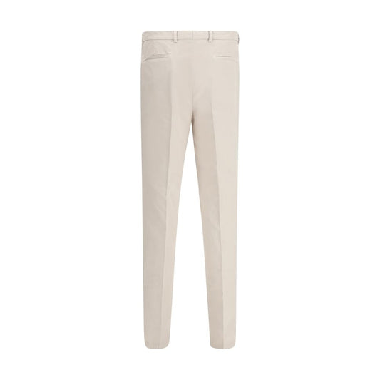 Beige Cotton Casual Pants