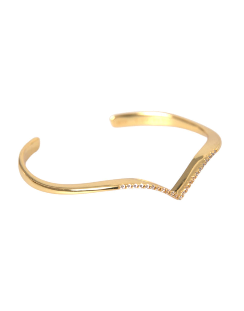 Arched Wing Cuff Skyfall Gold CZ 925 Bracelet-Nialaya-LabelTerrace.com
